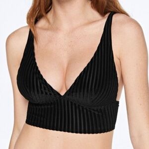Victoria’s Secret Pink Black Ribbed Velvet Bralette